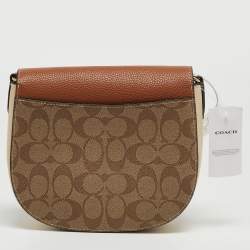 Pre Owned Coach Multicolor Signature Coated Canvas and Leather Georgie Saddle Bag