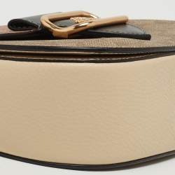 Pre Owned Coach Multicolor Signature Coated Canvas and Leather Georgie Saddle Bag