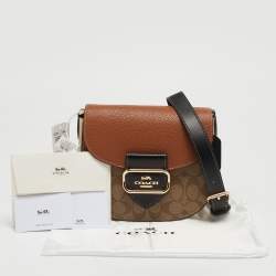 Pre Owned Coach Multicolor Signature Coated Canvas and Leather Georgie Saddle Bag
