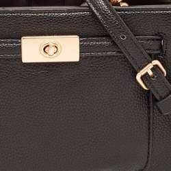 Coach Black/Burgundy Leather Mini Lane Top Handle Bag