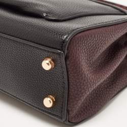 Coach Black/Burgundy Leather Mini Lane Top Handle Bag