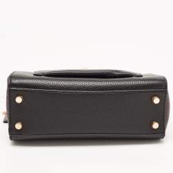 Coach Black/Burgundy Leather Mini Lane Top Handle Bag