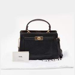 Coach Black/Burgundy Leather Mini Lane Top Handle Bag