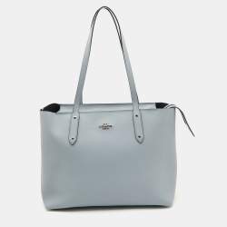 Coach Blue Leather Central Zip Shopper Tote