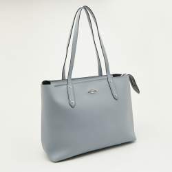 Coach Blue Leather Central Zip Shopper Tote
