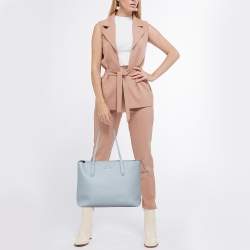 Coach Blue Leather Central Zip Shopper Tote