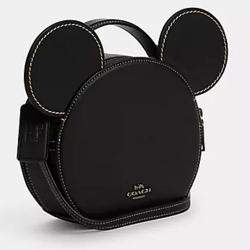 Coach Disney X Black Leather Mickey Mouse Crossbody Bag