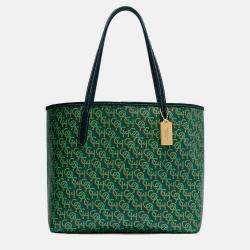 Coach Green Multicolor Signature Coated Canvas & Leather Tote Bag