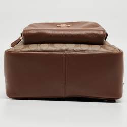 Coach Brown/Beige Signature Coated Canvas and Leather Court Backpack