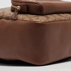 Coach Brown/Beige Signature Coated Canvas and Leather Court Backpack