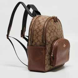 Coach Brown/Beige Signature Coated Canvas and Leather Court Backpack