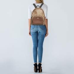 Coach Brown/Beige Signature Coated Canvas and Leather Court Backpack