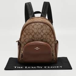 Coach Brown/Beige Signature Coated Canvas and Leather Court Backpack