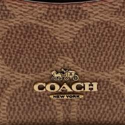 Pre Owned Coach Beige/Brown Signature Coated Canvas and Leather Card Holder