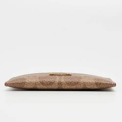 Pre Owned Coach Beige/Brown Signature Coated Canvas and Leather Card Holder