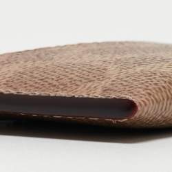 Pre Owned Coach Beige/Brown Signature Coated Canvas and Leather Card Holder