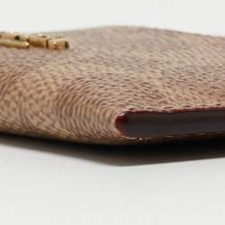 Pre Owned Coach Beige/Brown Signature Coated Canvas and Leather Card Holder