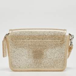 Pre Owned Coach Gold Glitter Jelly Tabby Shoulder Bag