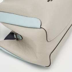 Pre Owned Coach Grey/Blue Pebbled Leather Hadley 21 Hobo