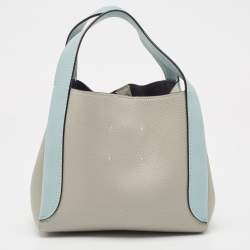 Pre Owned Coach Grey/Blue Pebbled Leather Hadley 21 Hobo