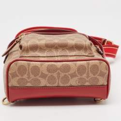 Coach Beige/Red Signature Coated Canvas and Leather Charter Backpack