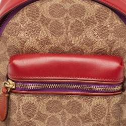 Coach Beige/Red Signature Coated Canvas and Leather Charter Backpack