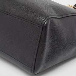 Coach Black Leather Turnlock Chain Tote