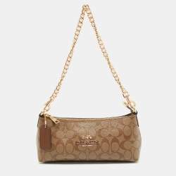 Coach Brown Signature Coated Canvas Charlotte Shoulder Bag