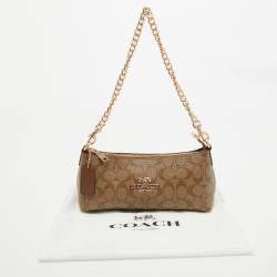 Coach Brown Signature Coated Canvas Charlotte Shoulder Bag