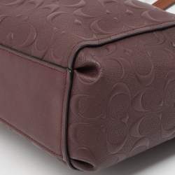 Pre Owned Coach Plum Signature Leather Mini Brooke Carryall Satchel
