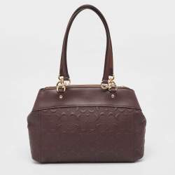 Pre Owned Coach Plum Signature Leather Mini Brooke Carryall Satchel