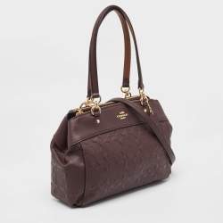 Pre Owned Coach Plum Signature Leather Mini Brooke Carryall Satchel