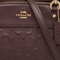 Pre Owned Coach Plum Signature Leather Mini Brooke Carryall Satchel