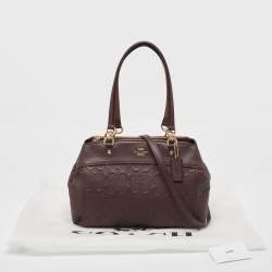Pre Owned Coach Plum Signature Leather Mini Brooke Carryall Satchel