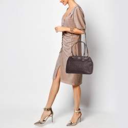 Pre Owned Coach Plum Signature Leather Mini Brooke Carryall Satchel