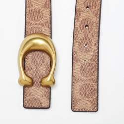 Coach Brown Signature Coated Canvas and Leather Reversible Cut To Size Belt