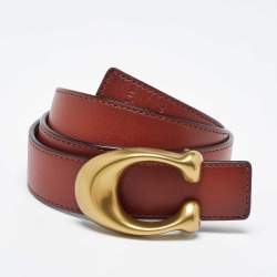 Coach Brown Signature Coated Canvas and Leather Reversible Cut To Size Belt