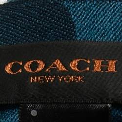 Coach Naby Blue Monogram Jacquard Wool Scarf