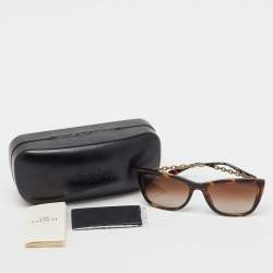 Pre Owned Coach Havana/Brown Gradient HC8257U Cat-Eye Sunglasses