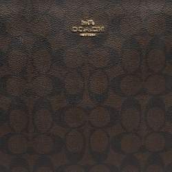 Pre Owned Coach Brown/Black Signature Coated Canvas Laptop Case Sleeve