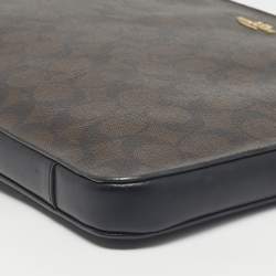 Pre Owned Coach Brown/Black Signature Coated Canvas Laptop Case Sleeve