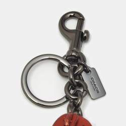 Pre Owned Coach Orange Leather Small Dog Bag Charm