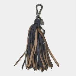 Pre Owned Chloé Navy Blue/Grey Leather Studded Tassel Bag Charm