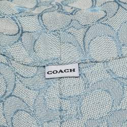 Pre Owned Coach Pink/Blue Monogram Jacquard Reversible Bucket Hat One Size