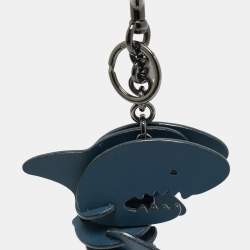 مملوكة مسبقًا Coach Sharky Medium Bag Charm Navy Blue Leather