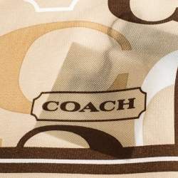 Coach Beige Monogram Print Silk Bandana Scarf