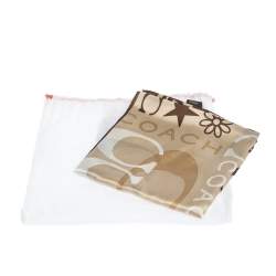Coach Beige Monogram Print Silk Bandana Scarf