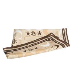 Coach Beige Monogram Print Silk Bandana Scarf