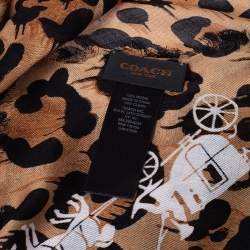 Coach Brown Wild Beast Print Modal Shawl