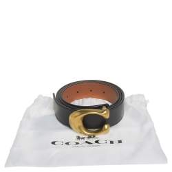 Coach Black/Brown Leather Signature Buckle Reversible Belt M